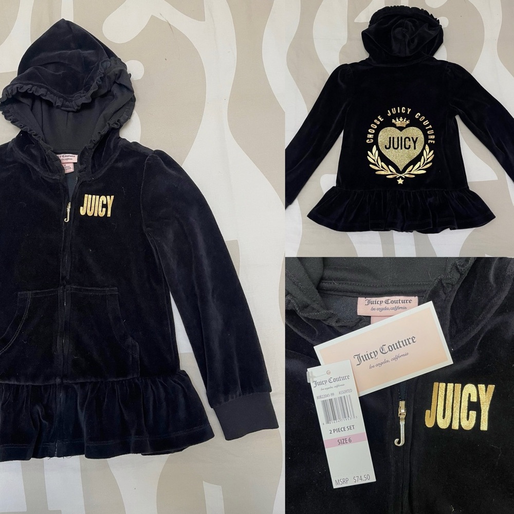 NWT Juicy Couture Kids Peplum Velour Sweater Hoodie